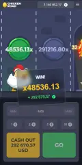 Мініатюра: Мобільна версія Chicken Road: екран виграшу
